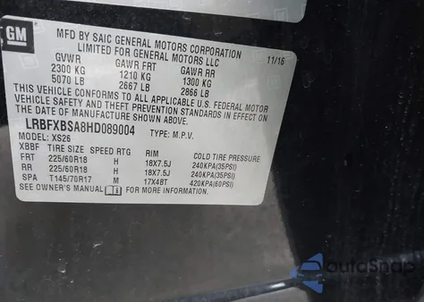 2017 Buick Envision Essence from USA, damaged, VIN LRBFXBSA8HD089004